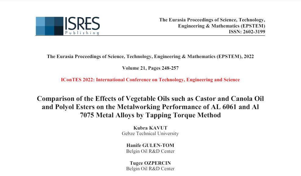 Comparison of the Effects of Vegetable Oils such as Castor and Canola Oil and Polyol Esters on the Metalworking Performance of AL 6061 and Al 7075 Metal Alloys by Tapping Torque Method 